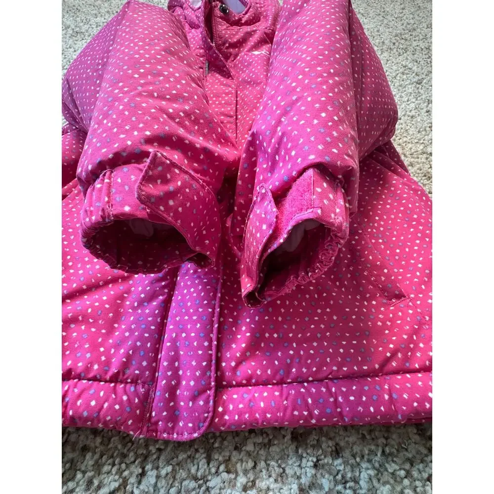 Columbia girls kids insulated winter jacket/coat, size 4T, Hot Pink polka dots